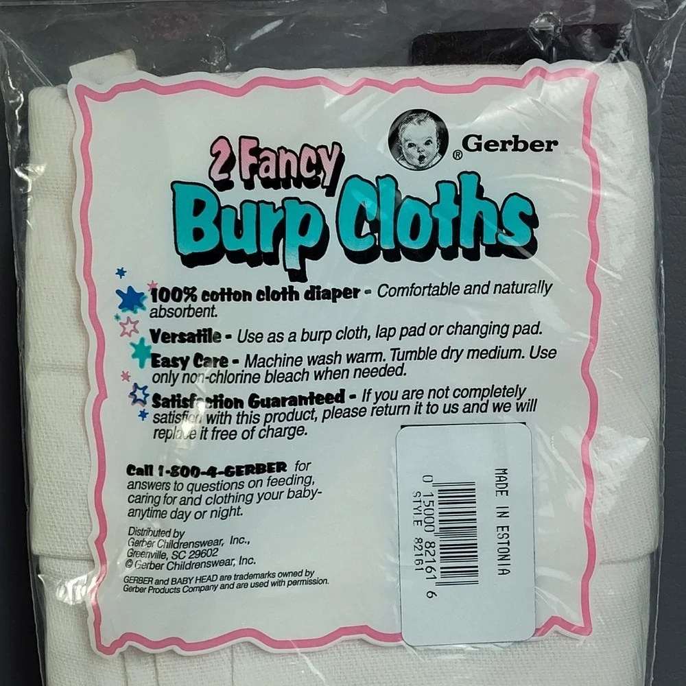 Vintage Gerber Diaper Burp Cloths Lap Pad 100% Cotton I Love Mommy / Daddy NEW